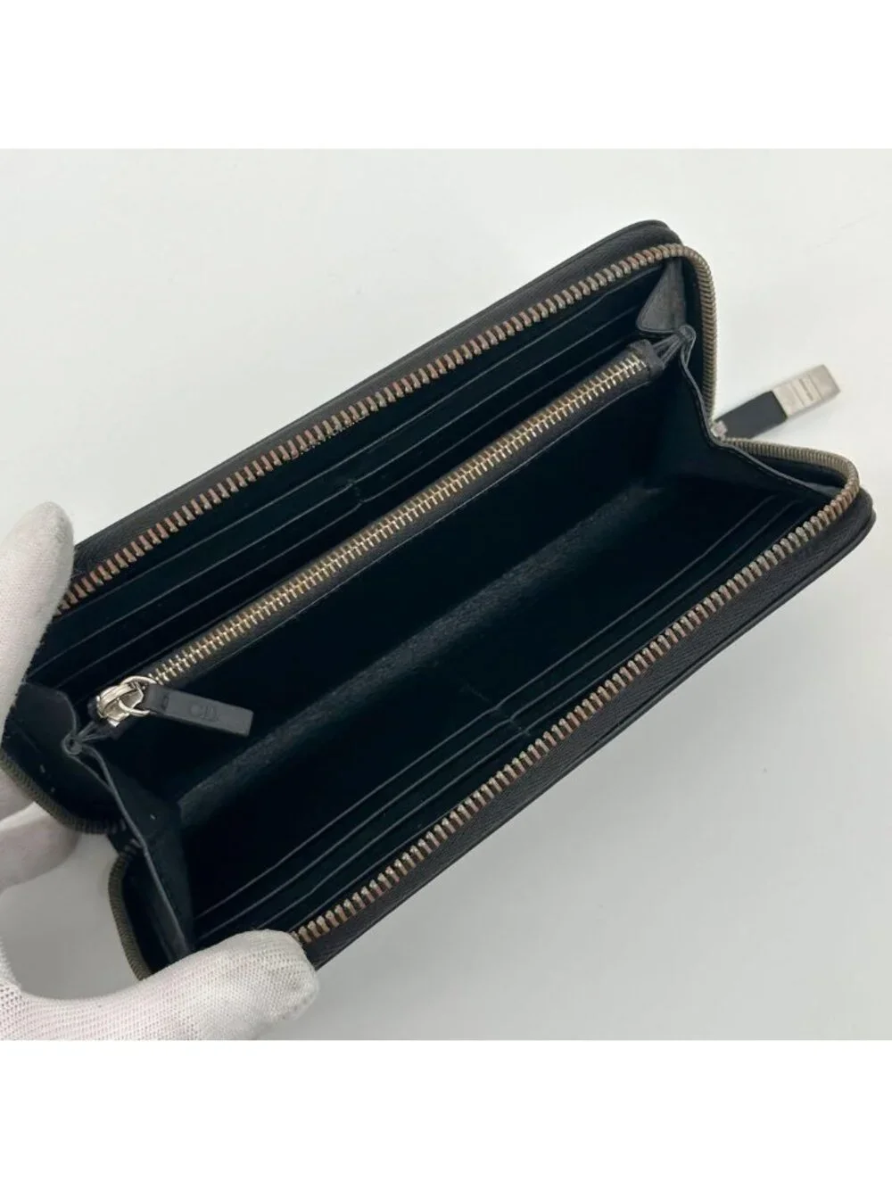 Dior Homme Zip Around Wallet Leather Logo CD